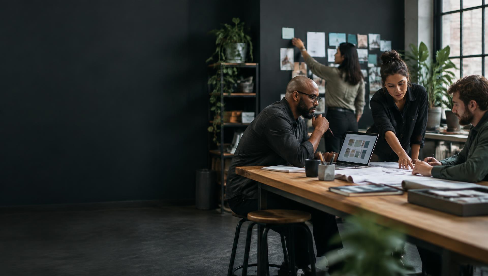 A small business team planning and executing work together